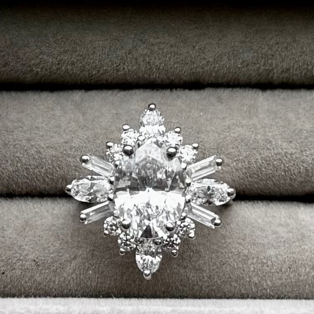 Starburst Vintage Art Deco Baguette Ring